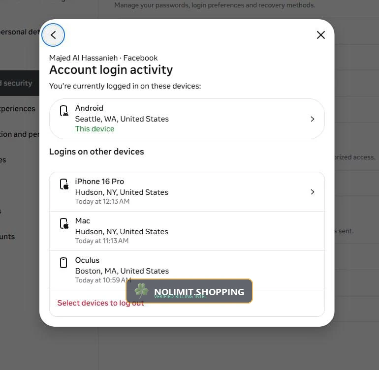 Meta Accounts Center — Password, Security and Authorized Recovery Method Governance